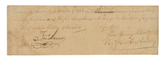 Appraisal: AMERICAN REVOLUTION MARION FRANCIS Document Signed receipt for provisions taken