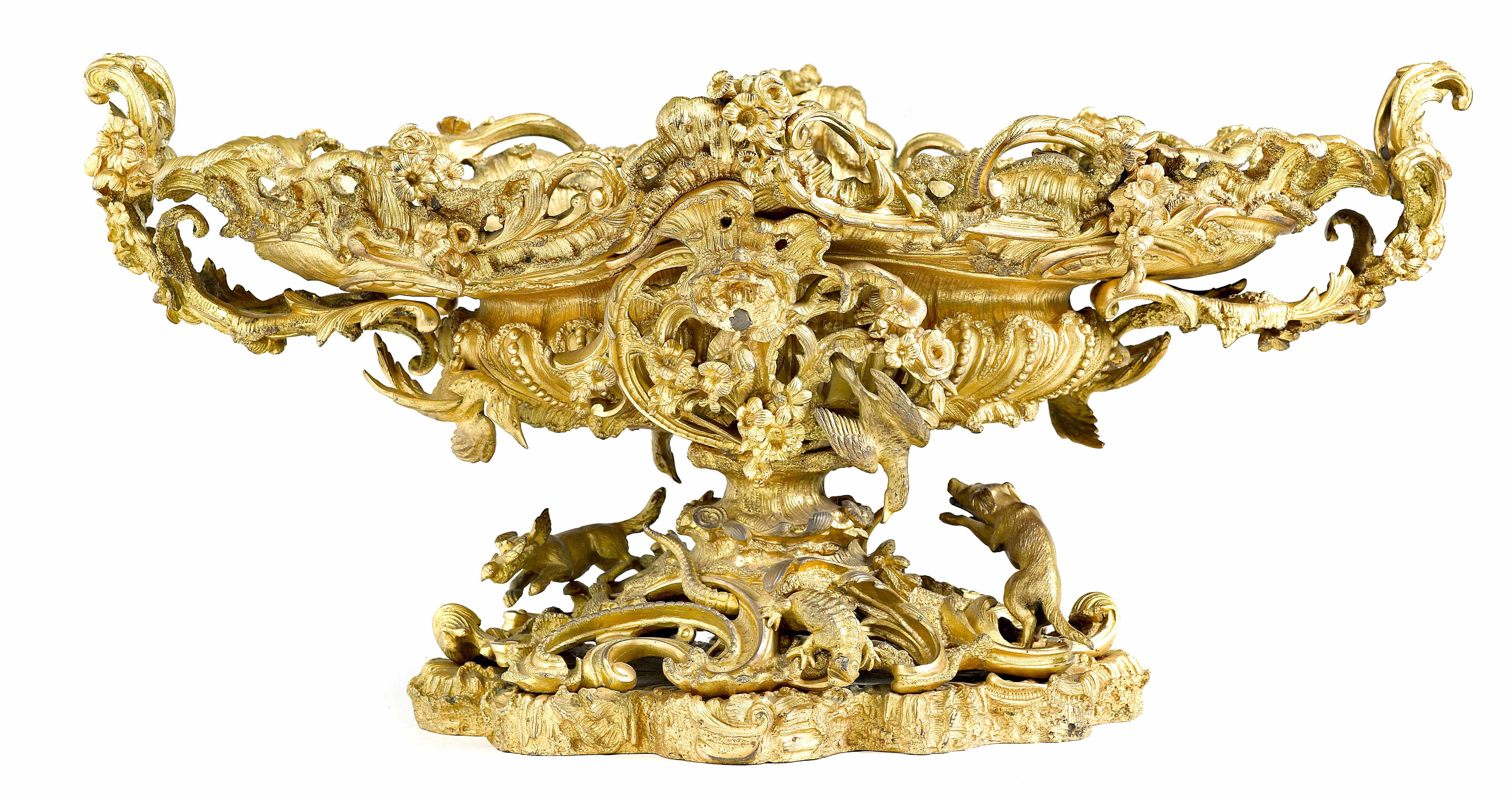 Appraisal: Property of various owners A French gilt bronze centerpiece late