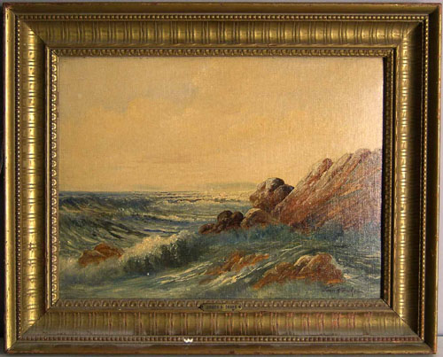 Appraisal: James R Drake ca oil on board coastal scene x