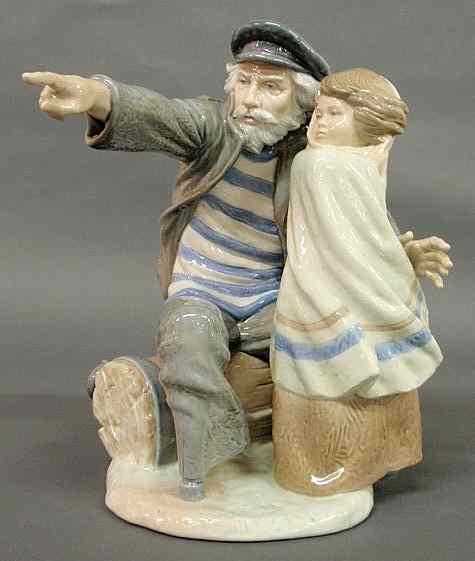 Appraisal: Large Lladro porcelain figural group with a peg-legged fisherman and