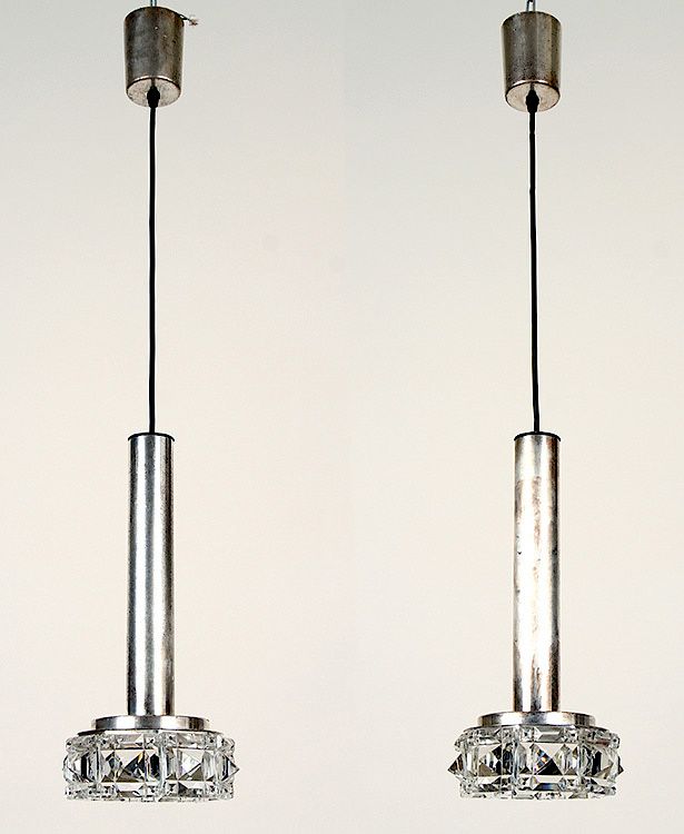 Appraisal: PAIR ITALIAN CHROME HANGING LIGHT FIXTURES C A pair of