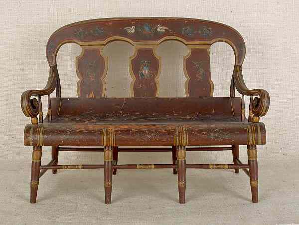 Appraisal: Pennsylvania painted balloon back child's settee ca retaining its original