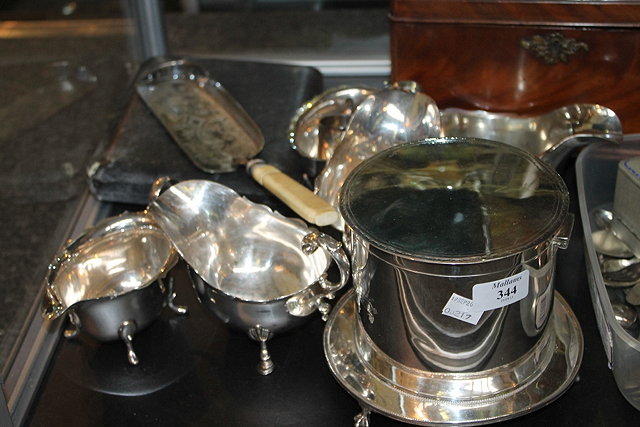 Appraisal: A COLLECTION OF PLATED WARE to include four various sauce