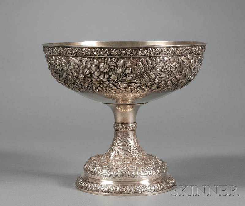 Appraisal: Tiffany Co Sterling Repousse Center Bowl - bowl and trumpet