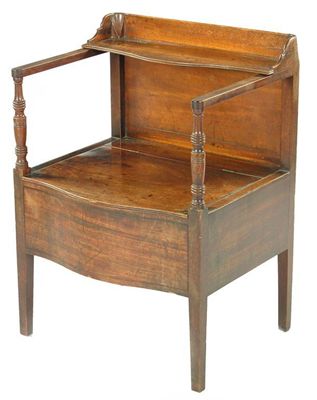 Appraisal: A late George III mahogany bowfront commode open armchair in