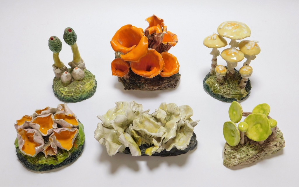 Appraisal: PC MARIA MARAVIGNA CERAMIC MUSHROOM SCULPTURES Massachusetts - Includes a