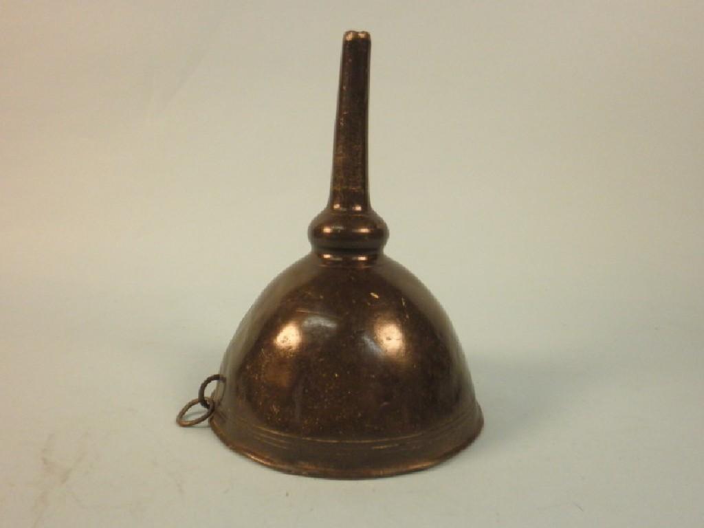 Appraisal: A mid thC pewter funnel with a loop handle cm