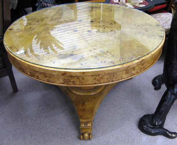 Appraisal: BIEDERMEIER STYLE ROUND PEDESTAL DINING OR CENTER TABLE burl maple