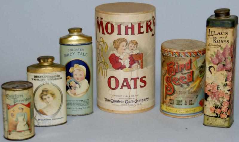 Appraisal: Lot of Six Advertising Tins One cardboard Mother's Oats and