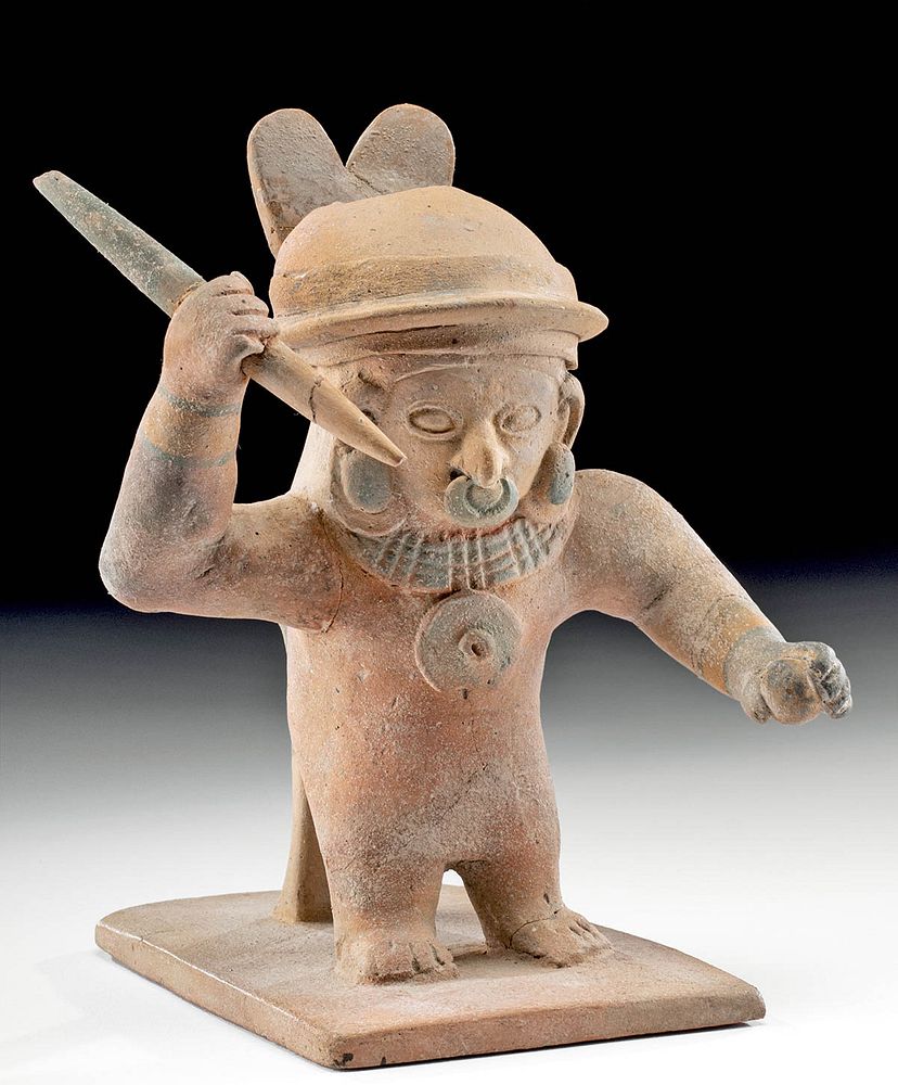 Appraisal: Jamacoaque Polychrome Standing Warrior Figure Pre-Columbian Ecuador Jamacoaque ca CE