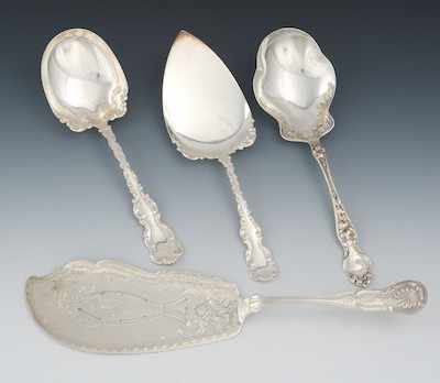 Appraisal: A Group of Sterling Silver Serving Utensils Containing a J