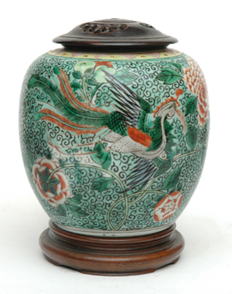 Appraisal: AN H CENTURY CHINESE ENAMELLED PORCELAIN GINGER JAR Ovoid painted