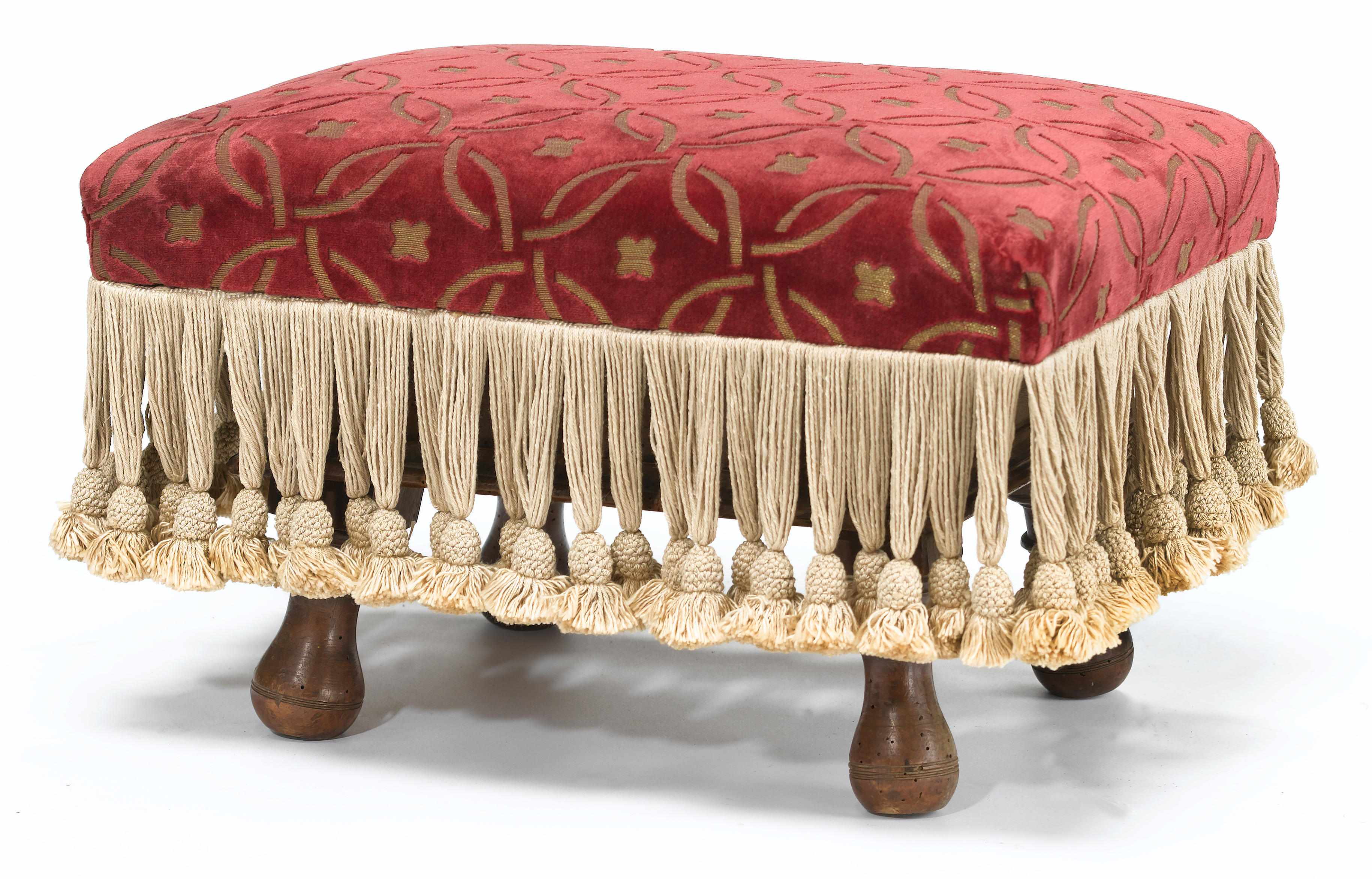 Appraisal: An Italian Baroque style walnut footstool incorporating antique and later