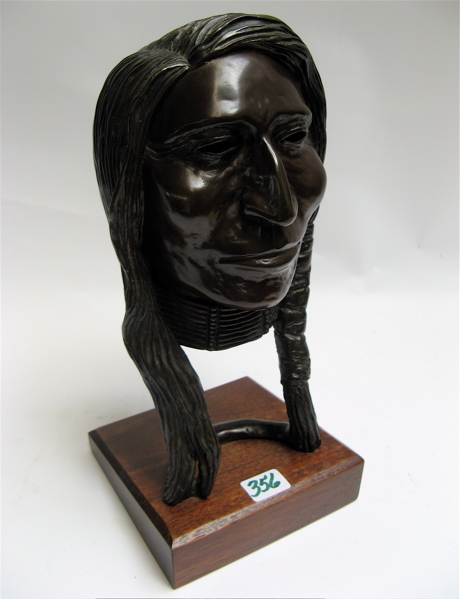 Appraisal: RAYMOND D ANDERSON SCULPTURE bronze bust of a Sioux Indian