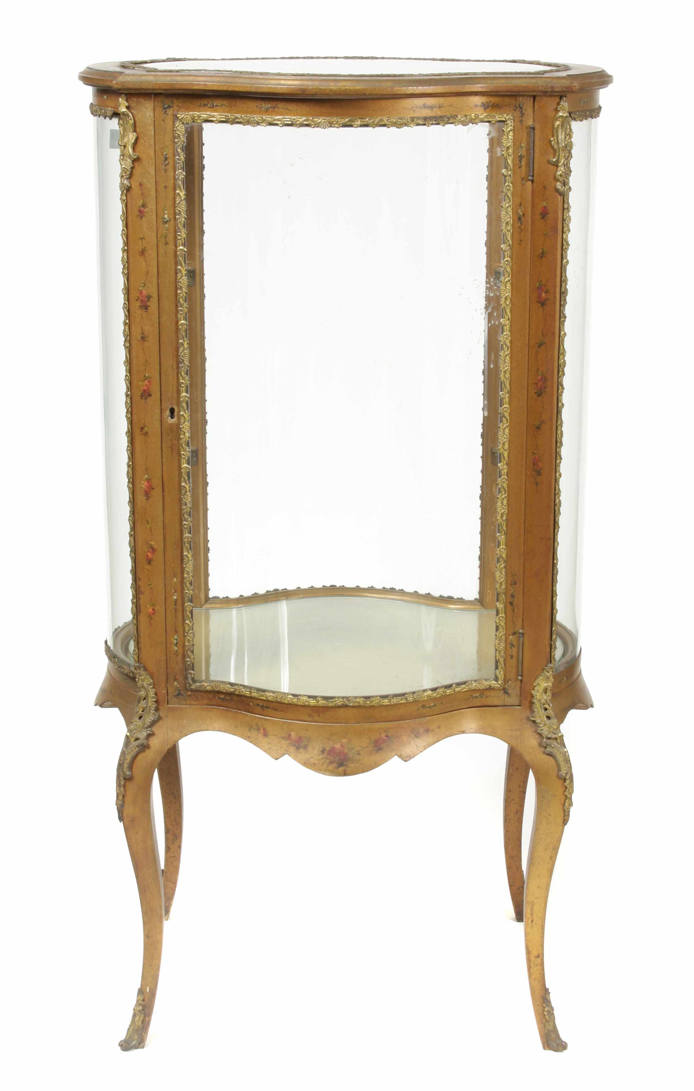 Appraisal: A Louis XV style gilt metal mounted paint decorated vitrine