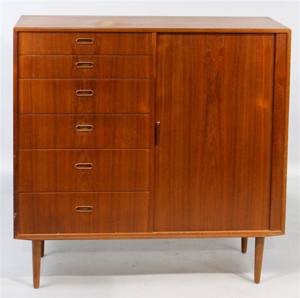 Appraisal: IB KOFOD-LARSEN FOR FALSTER DANISH MODERN TEAK CHEST six graduated