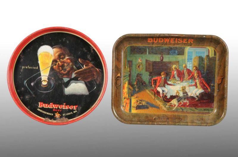 Appraisal: Lot of Tin Litho Budweiser Beer Serving Trays Description s