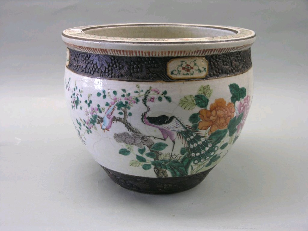 Appraisal: A late th century Chinese porcelain jardiniere interior enamelled with