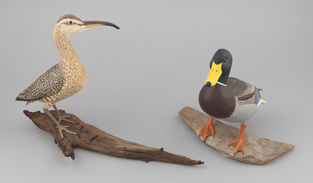 Appraisal: TWO ROBERT AND VIRGINIA WARFIELD BIRD CARVINGS Jaffrey New Hampshire