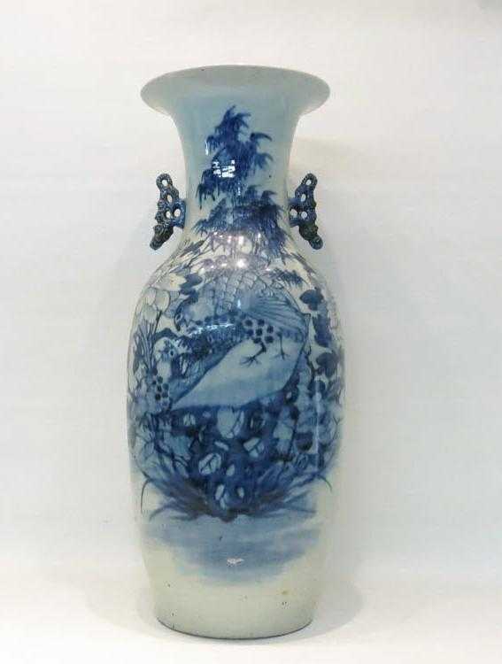 Appraisal: CHINESE BLUE AND WHITE PORCELAIN VASE baluster form hand painted