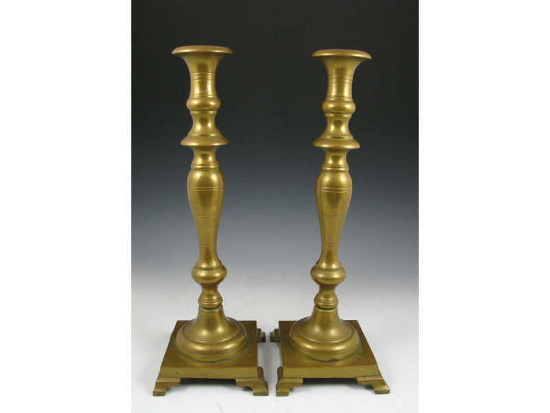 Appraisal: Pair of Tall Brass Colonial Revival Candlesticks early th c