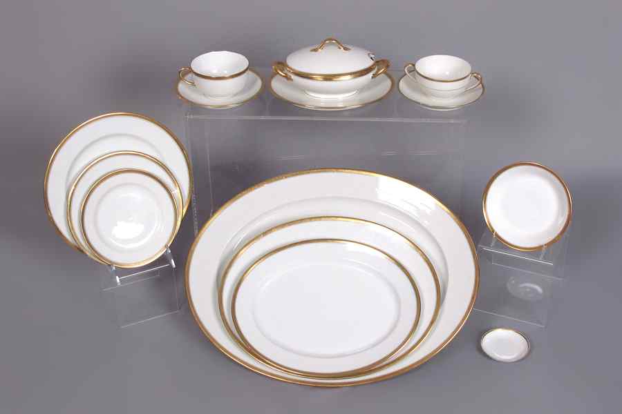 Appraisal: FRENCH LIMOGES FINE CHINA Vignaud Freres gold rimmed white wear