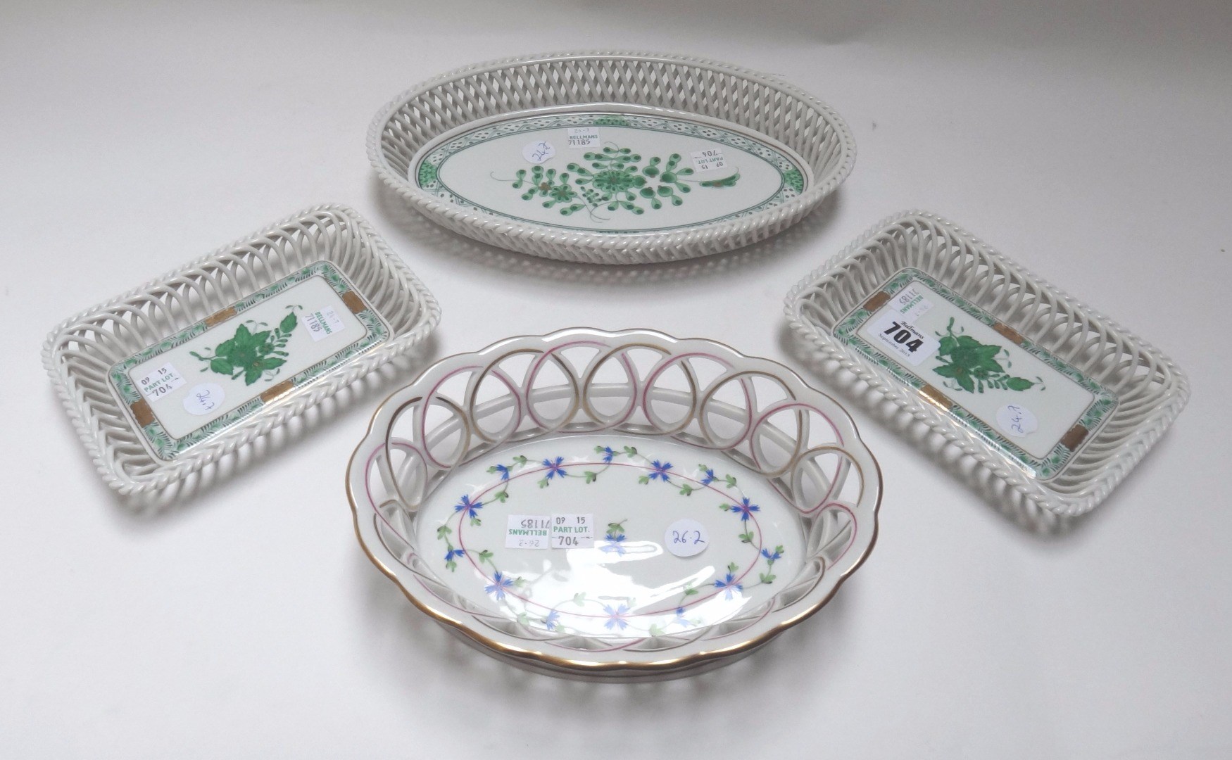 Appraisal: A pair of Herend oblong pierced trays decorated with green