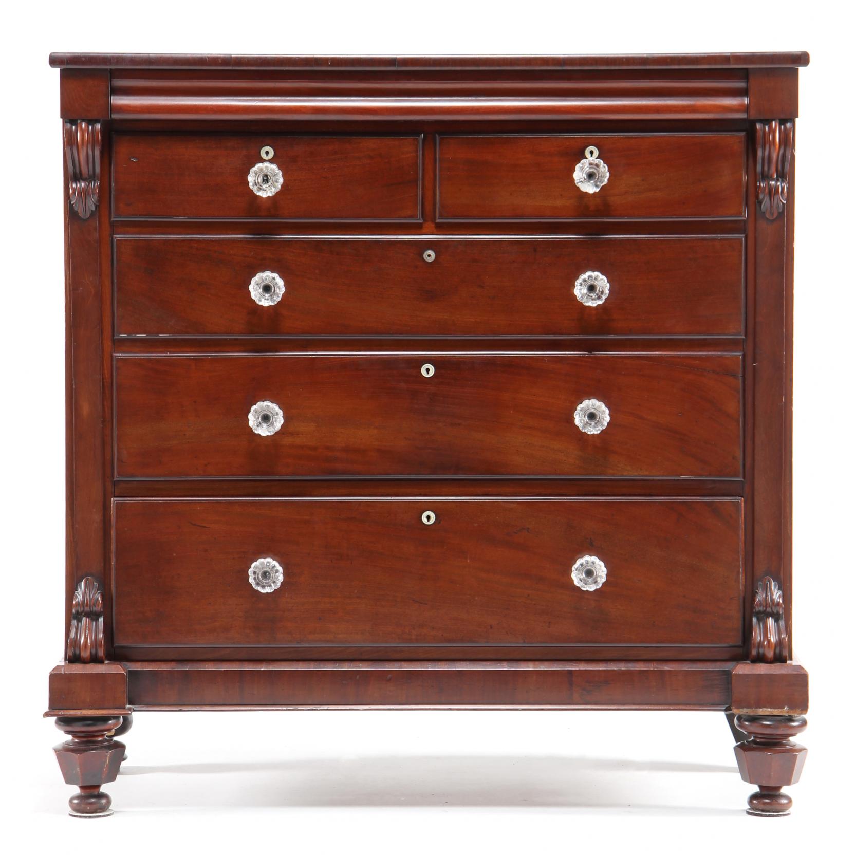 Appraisal: English Semi-Tall Chest of Drawers mid- th century mahogany mahogany