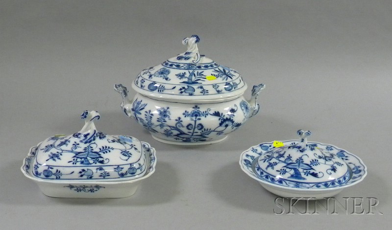 Appraisal: Meissen Blue Onion Pattern Porcelain Covered Tureen and Two Covered