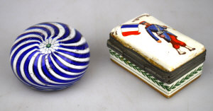 Appraisal: A Booths china pill box printed with a French soldier