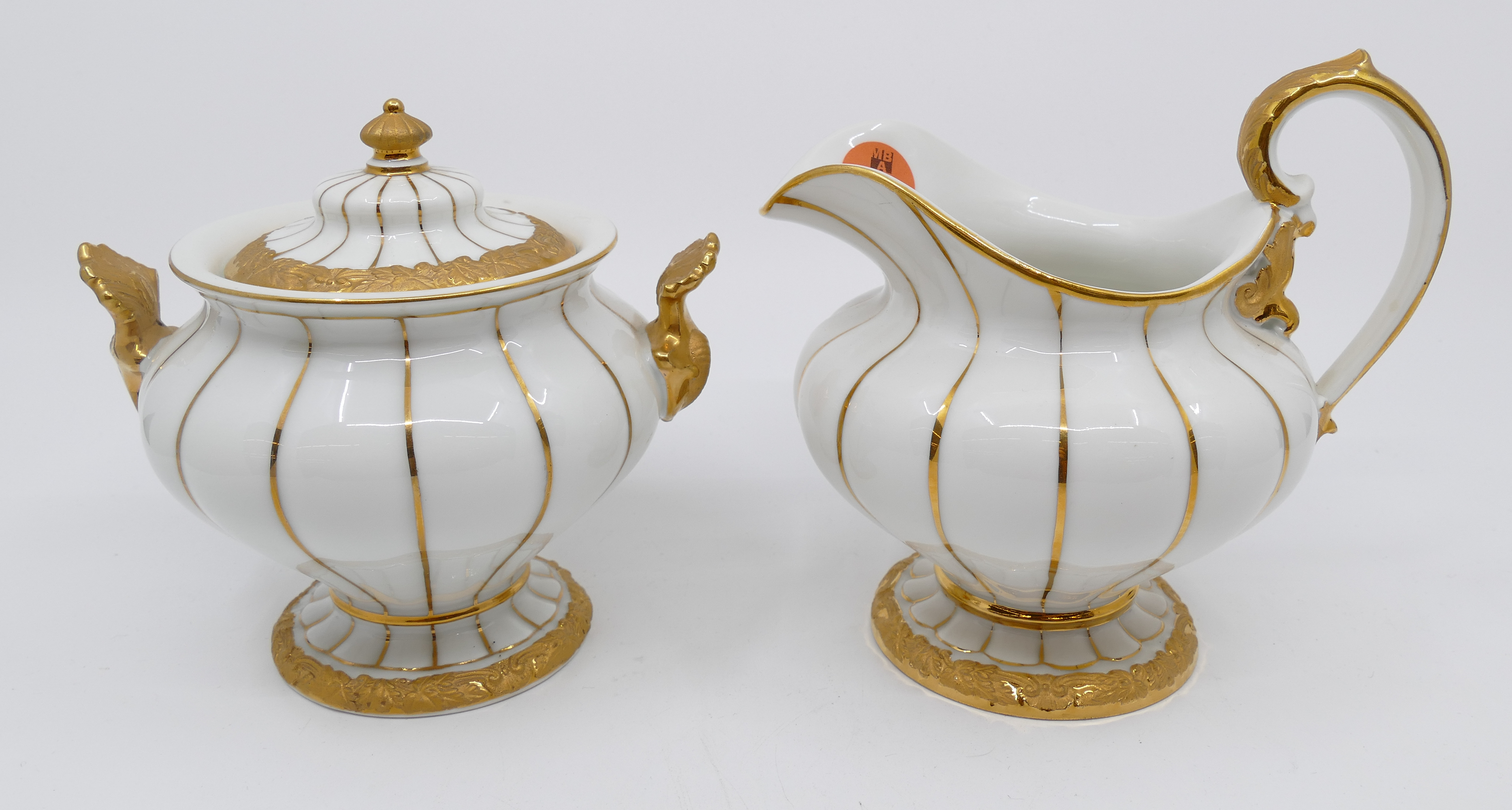 Appraisal: Meissen Opulent Golden Baroque Gold Leaf Porcelain Creamer Sugar Bowl