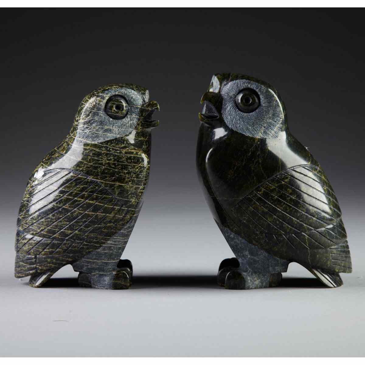 Appraisal: PITSIULA QIMIRPIK - E - Iqaluit TWO OWLS both signed