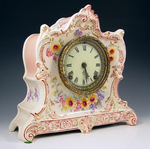 Appraisal: ROYAL BONN PORCELAIN LA LORNE ANSONIA CLOCK Hand painted with