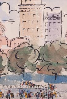 Appraisal: E A Evans Cityscape Watercolor Signed to bottom right corner