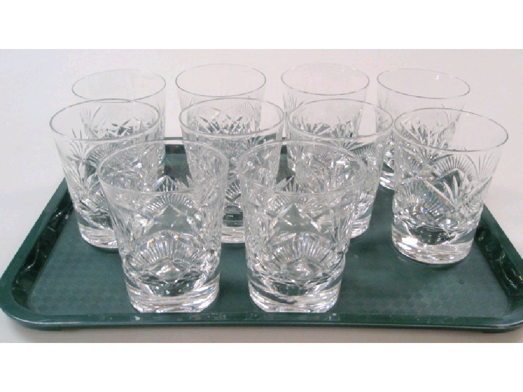 Appraisal: A set of ten heavy cut glass whisky tumblers