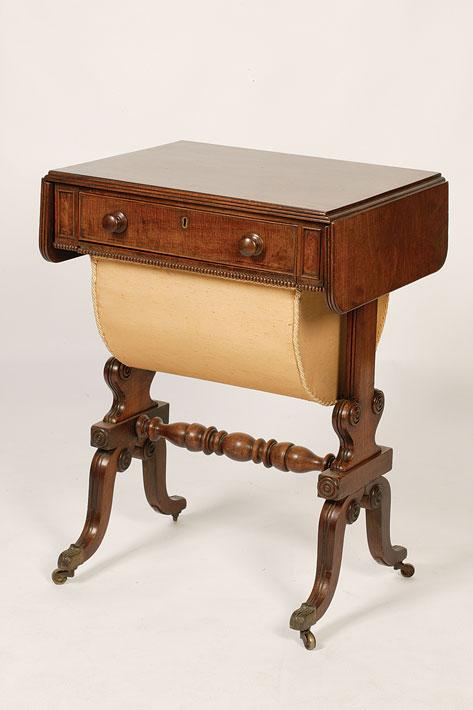 Appraisal: A REGENCY MAHOGANY WORK TABLE the rectangular top with drop