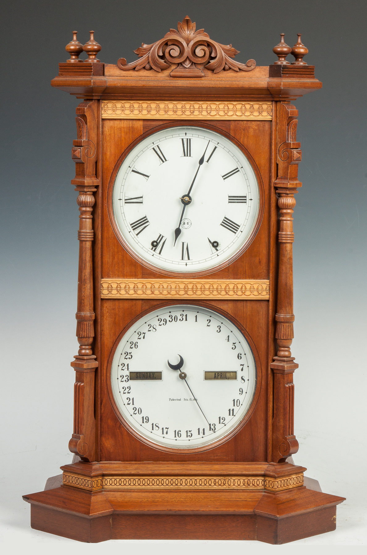 Appraisal: Seth Thomas Parlor Calendar Shelf Clock Carved walnut case with