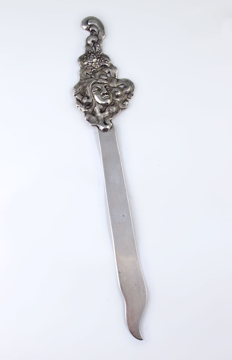 Appraisal: SHIEBLER ART NOUVEAU STERLING LETTER OPENER Art Nouveau figural maiden