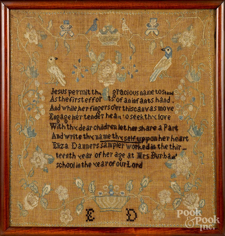 Appraisal: York Pennsylvania silk on linen sampler Exclusive on Bidsquare York