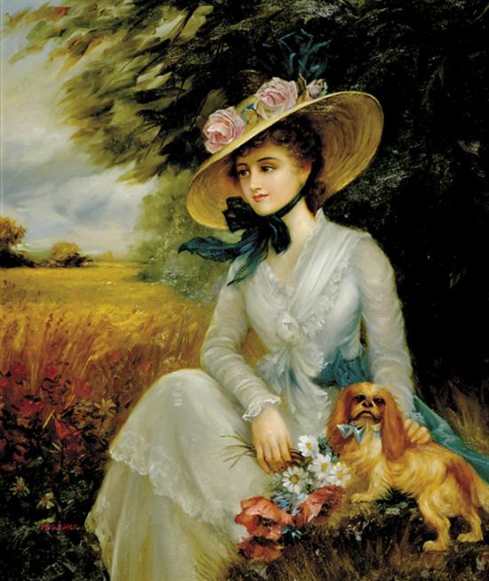 Appraisal: K Wilder British th century GIRL WITH A DOGoil on