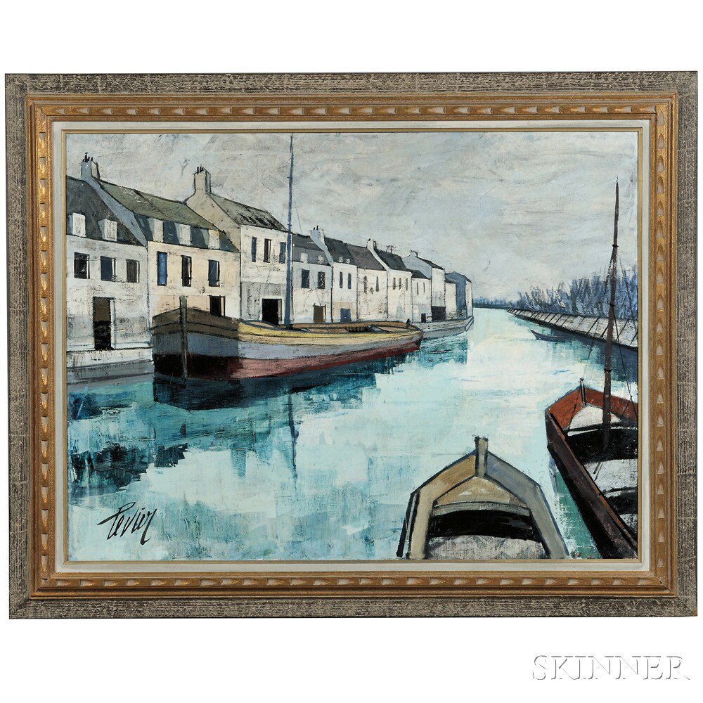 Appraisal: Charles Levier French - Painting Le Canal Signed Levier l