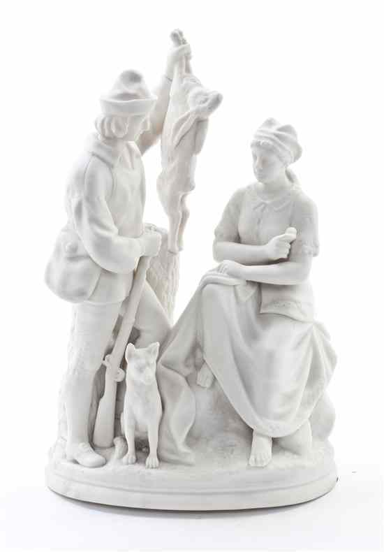 Appraisal: A Continental Bisque Porcelain Figural Group depicting a gentleman and