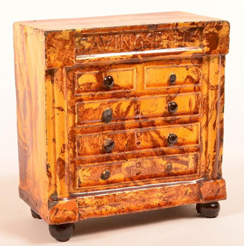 Appraisal: Scroddleware Chest of Drawers Form Still Bank th Century Scroddleware