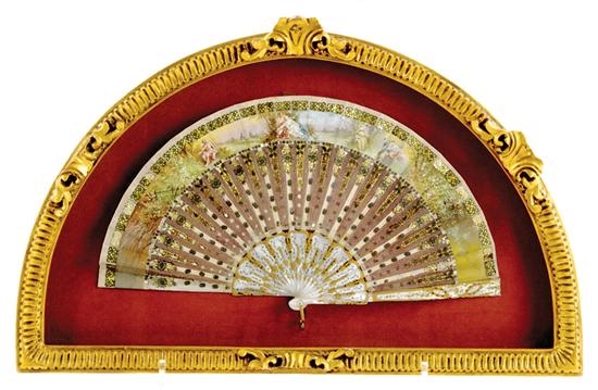 Appraisal: European painted and ivory fan signed late th early th