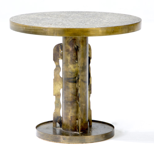 Appraisal: PHILLIP and KELVIN LAVERNE Bronze coffee table with top etched