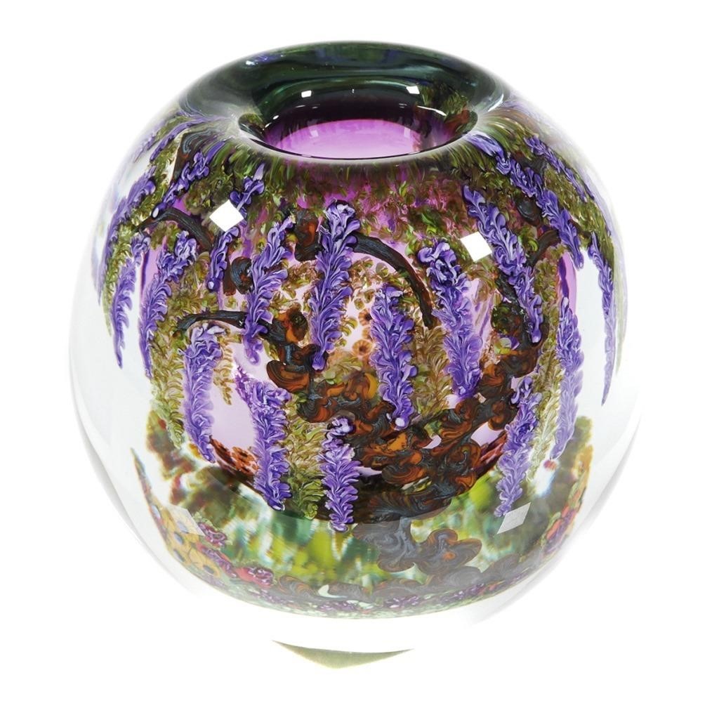 Appraisal: Chris Heilman American b Wisteria art glass vase Detailed with