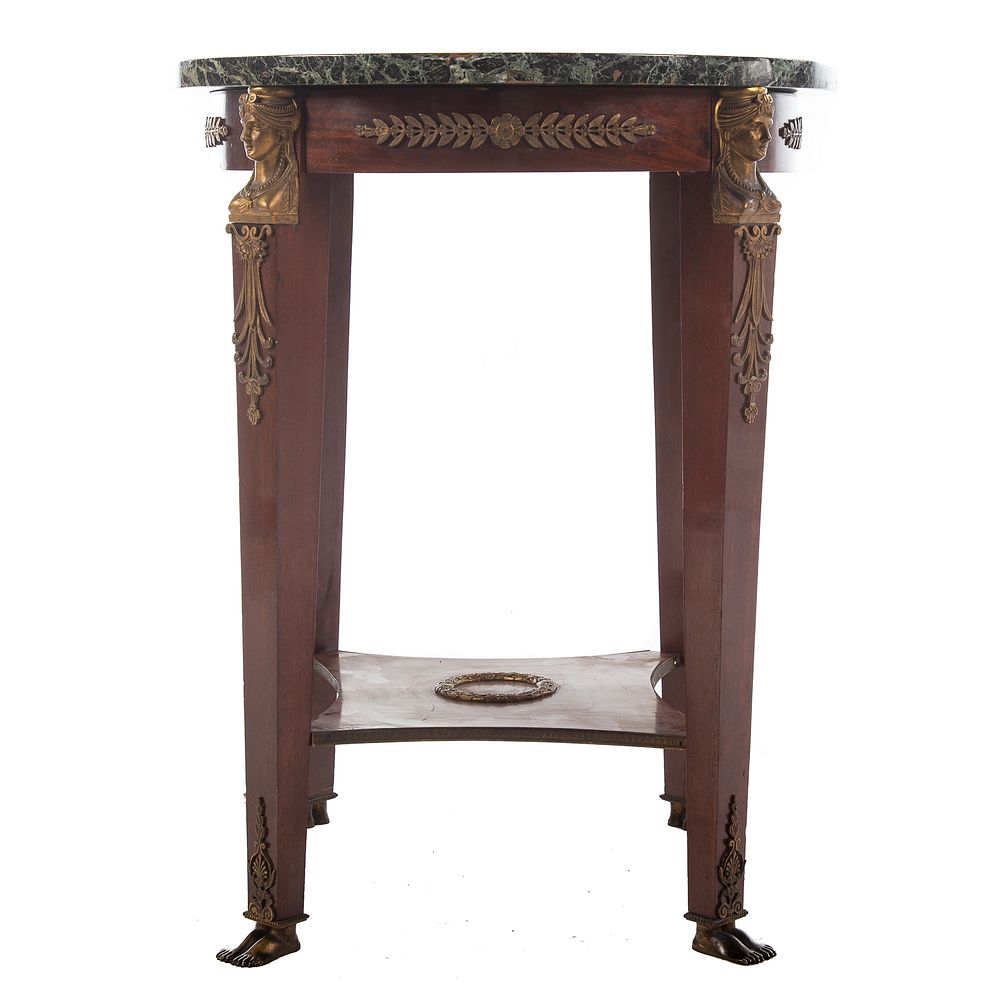 Appraisal: French Empire Style Marble Top Side Table First quarter of