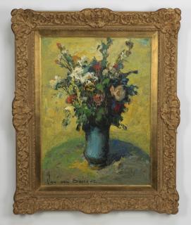 Appraisal: Jacques Van den Bussche signed O c flowers Jacques Van