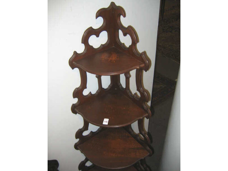 Appraisal: AMERICAN TH CENTURY WALNUT ETEGERE Corner unit with pierced decorative