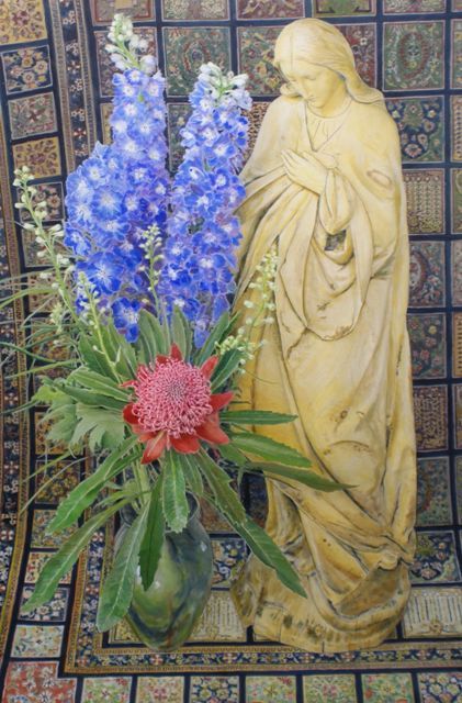 Appraisal: R W Cooke Sacred Still Life Madonna mixed media x